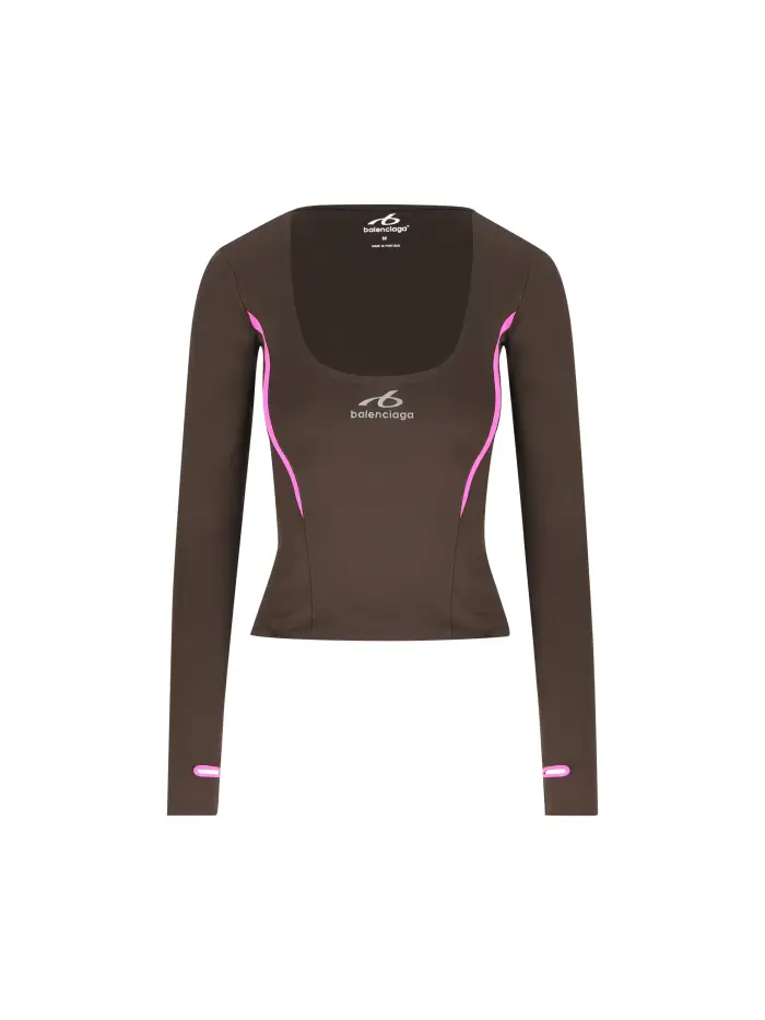 Top realizzato in poliestere MARRONE