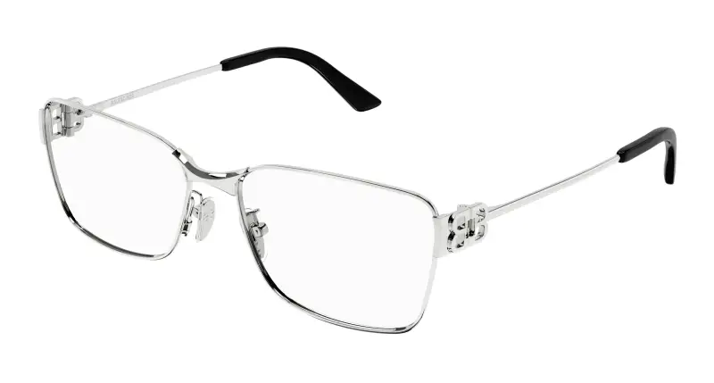 Balenciaga Unisex BB0375OA 003 Montature da vista Acetato Argento Trasparente Squadrata