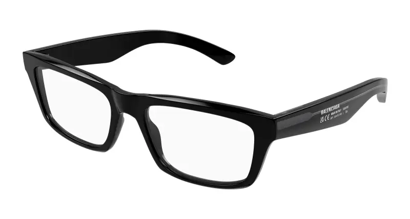 Balenciaga Uomo BB0470O 001 Montature da vista Acetato Nero Trasparente Squadrata