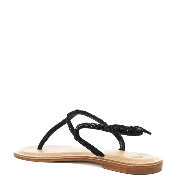 sandali infradito da donna con inserti perline nero miniatura 3