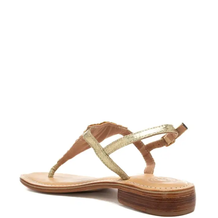 sandali infradito da donna con inserto frontale cucito con perline marrone oro miniatura 3