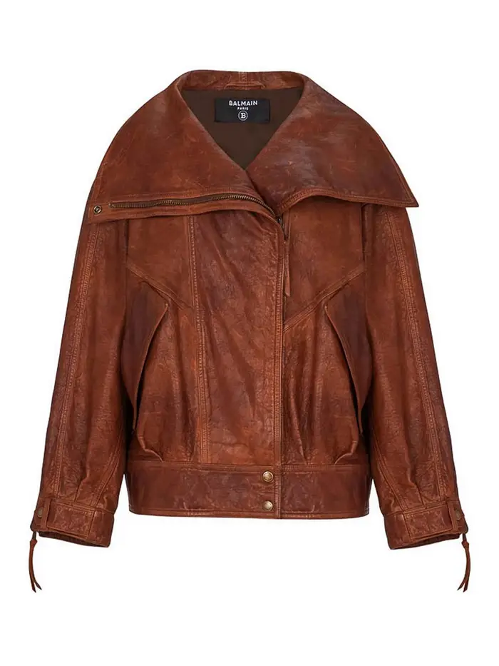 Balmain Capispalla in pelle Marrone
