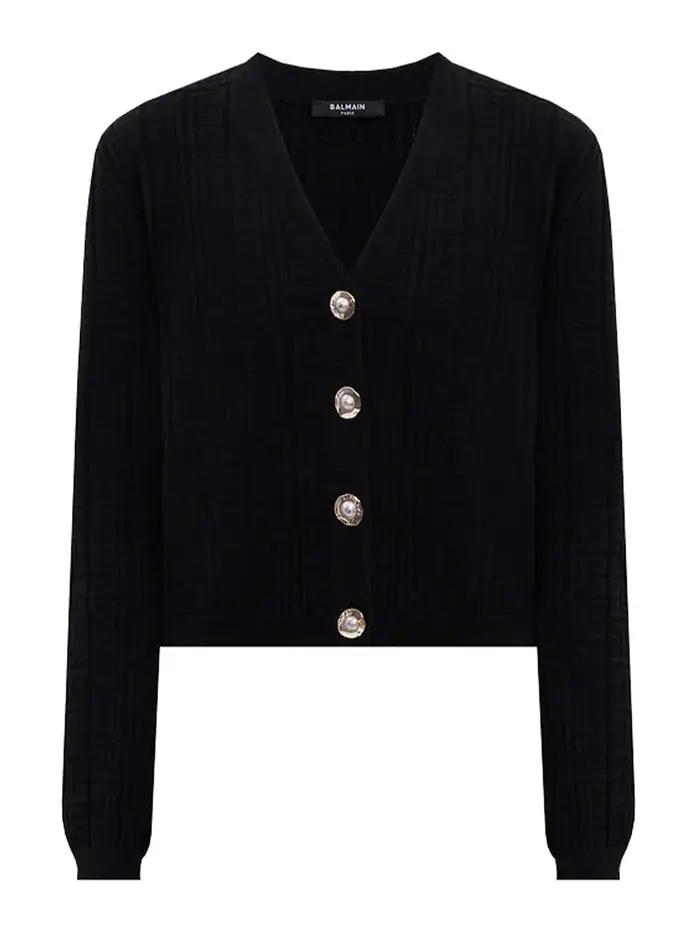 Balmain Classico cardigan corto Nero