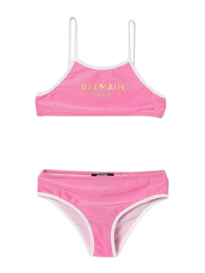 Balmain Costume Con Logo Color Carne E Neutri