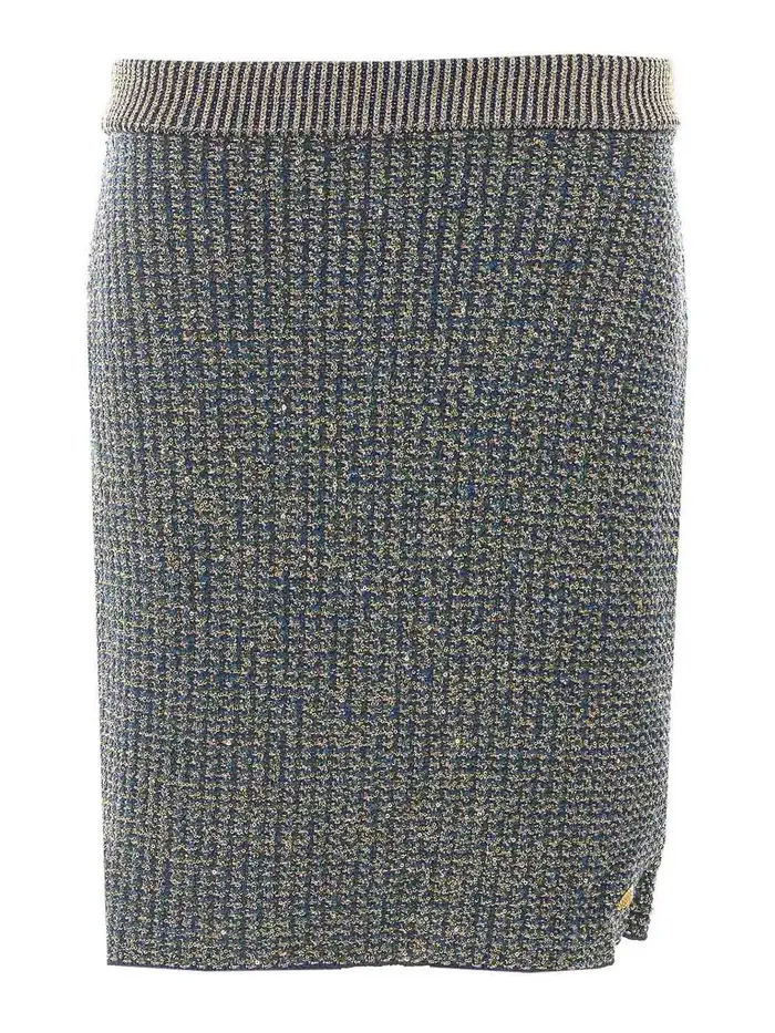 Balmain gonna glitterata con chiusura zip sul retro Blu