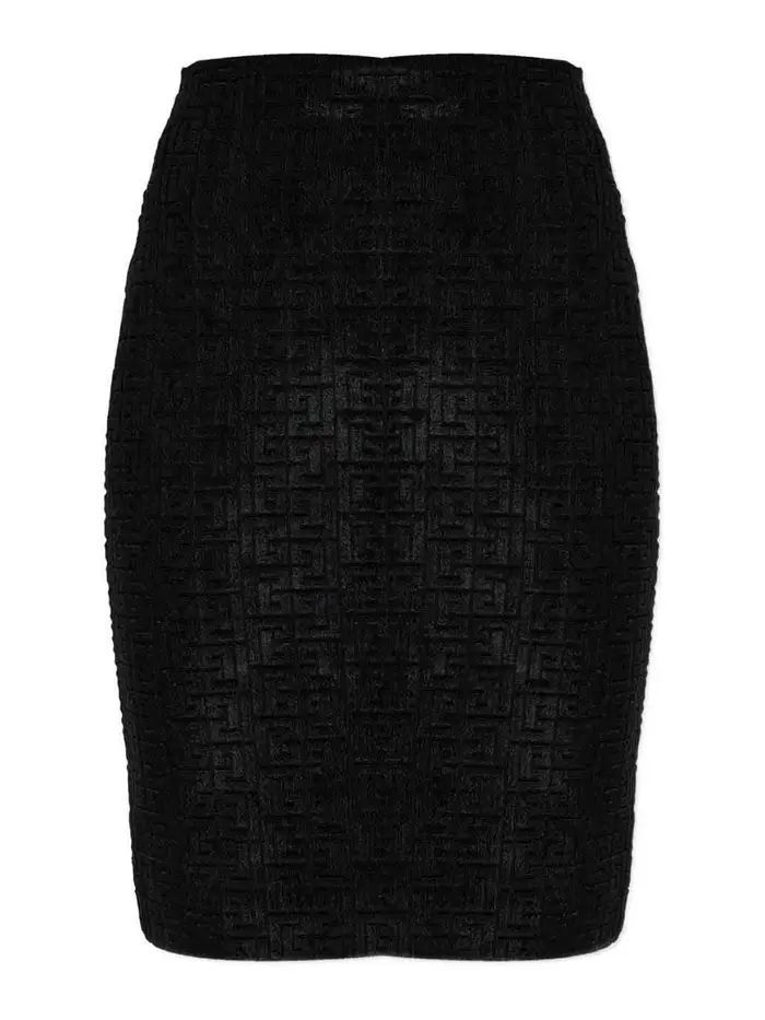 Balmain Gonna midi con monogramma Nero