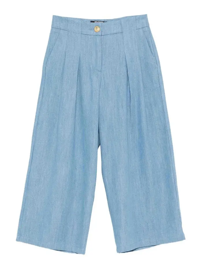 Balmain Pantaloni A Gamba Ampia Blu