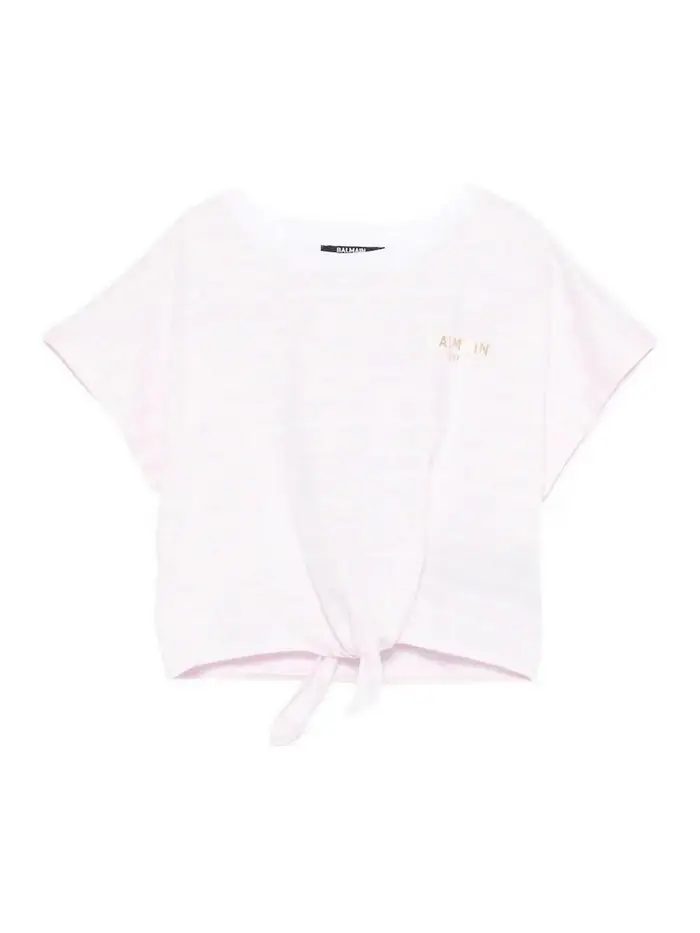 Balmain T-Shirt A Righe Color Carne E Neutri
