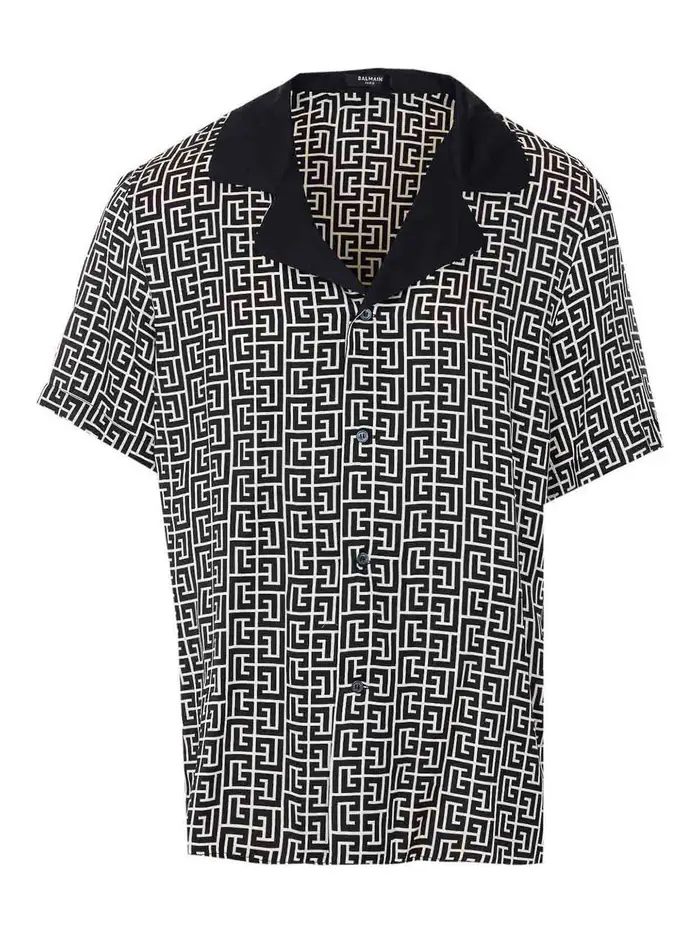 Balmain T-shirt con monogramma bianco e nero
