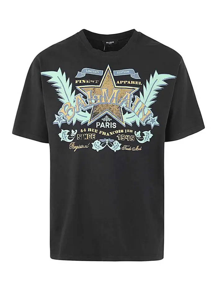 Balmain T-shirt con stampa Nero