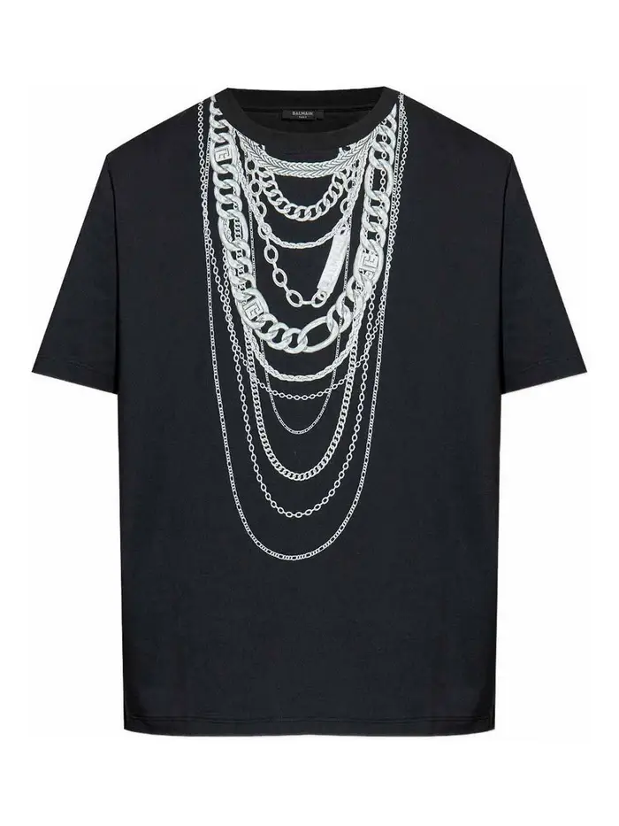 Balmain T-Shirt Con Stampa Nero