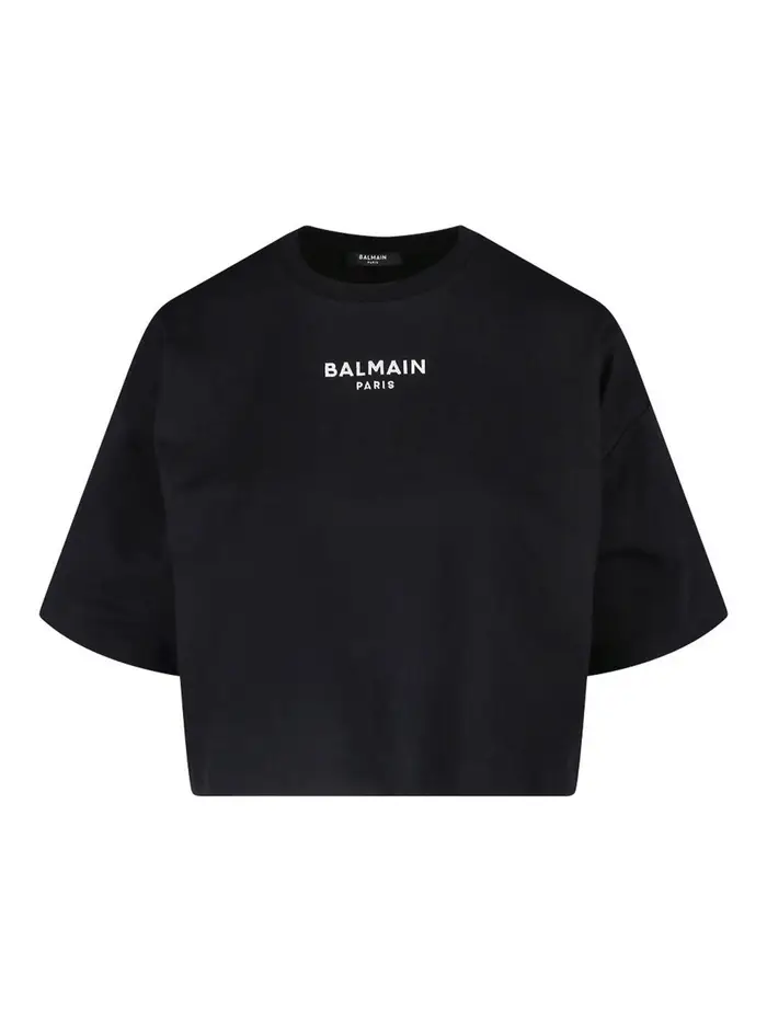 Balmain T-Shirt Logo Crop Nero
