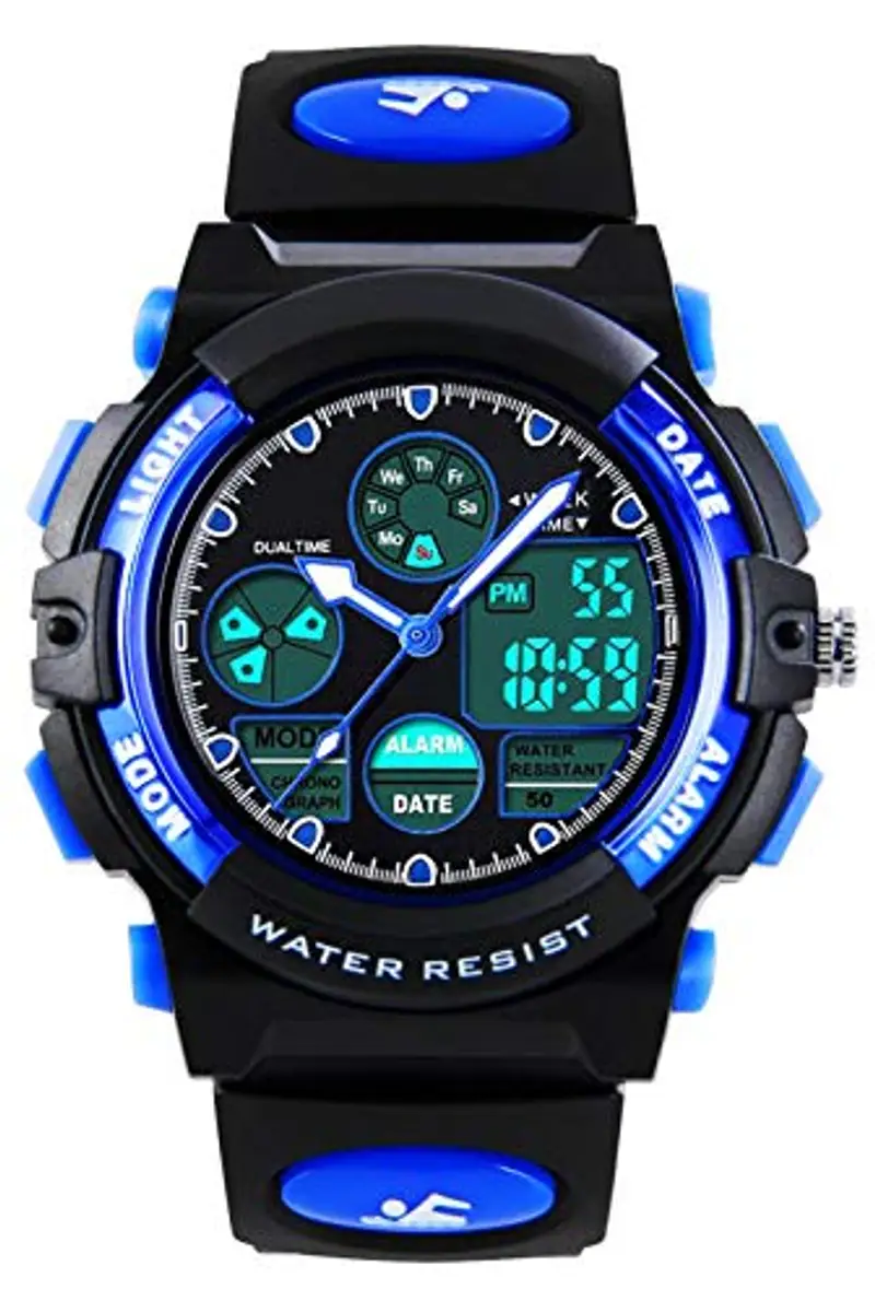 VDSOW Bambini Digital Analogico Orologi per ragazzi - Orologio sportivo all'aperto per bambini con Allarme/Dual Time, 5 ATM impermeabile