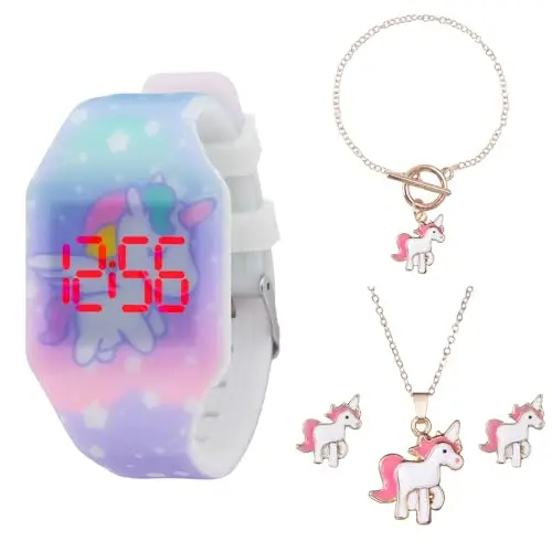 Mamiddle Bambino Orologio Digitale LED Orologio per Ragazzi Ragazze Semplice Orologio Casual per Bambini con Display Data e Ora