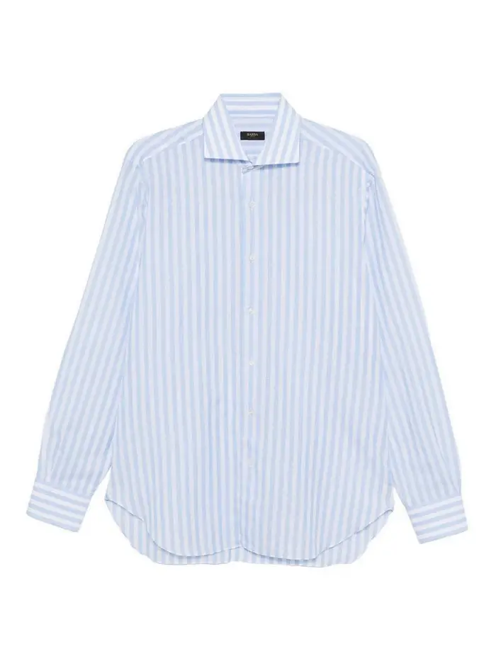 Barba Camicia a righe verticali in cotone azzurro Bianco