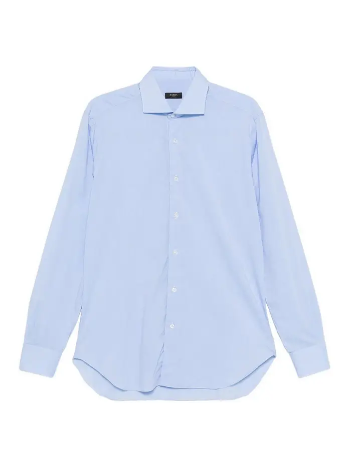 Barba Camicia collo francese in cotone azzurro Multicolore