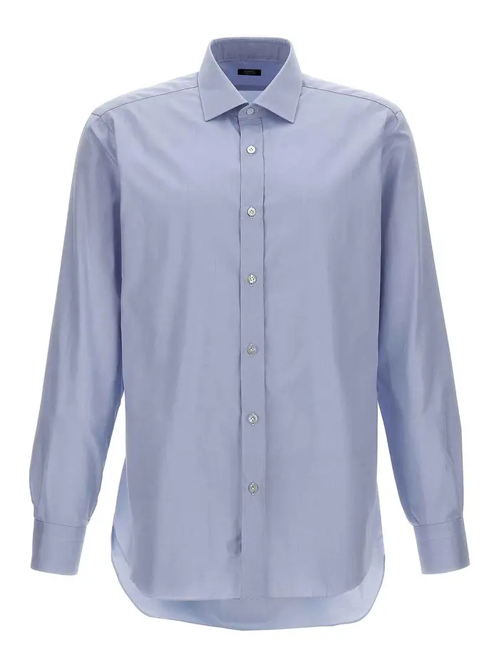 Barba Camicia in cotone operato Azzurro