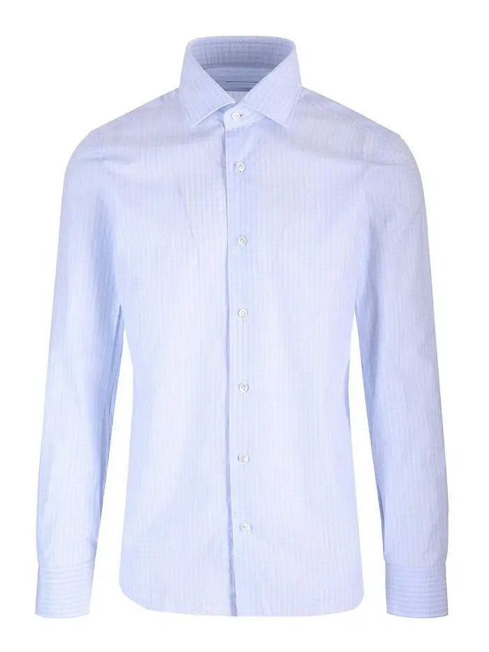 Barba CHECK-PRINT Shirt Azzurro