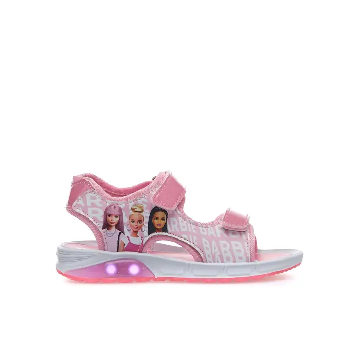 Sandali rosa da bambina cartoon Barbie con strappi e luci