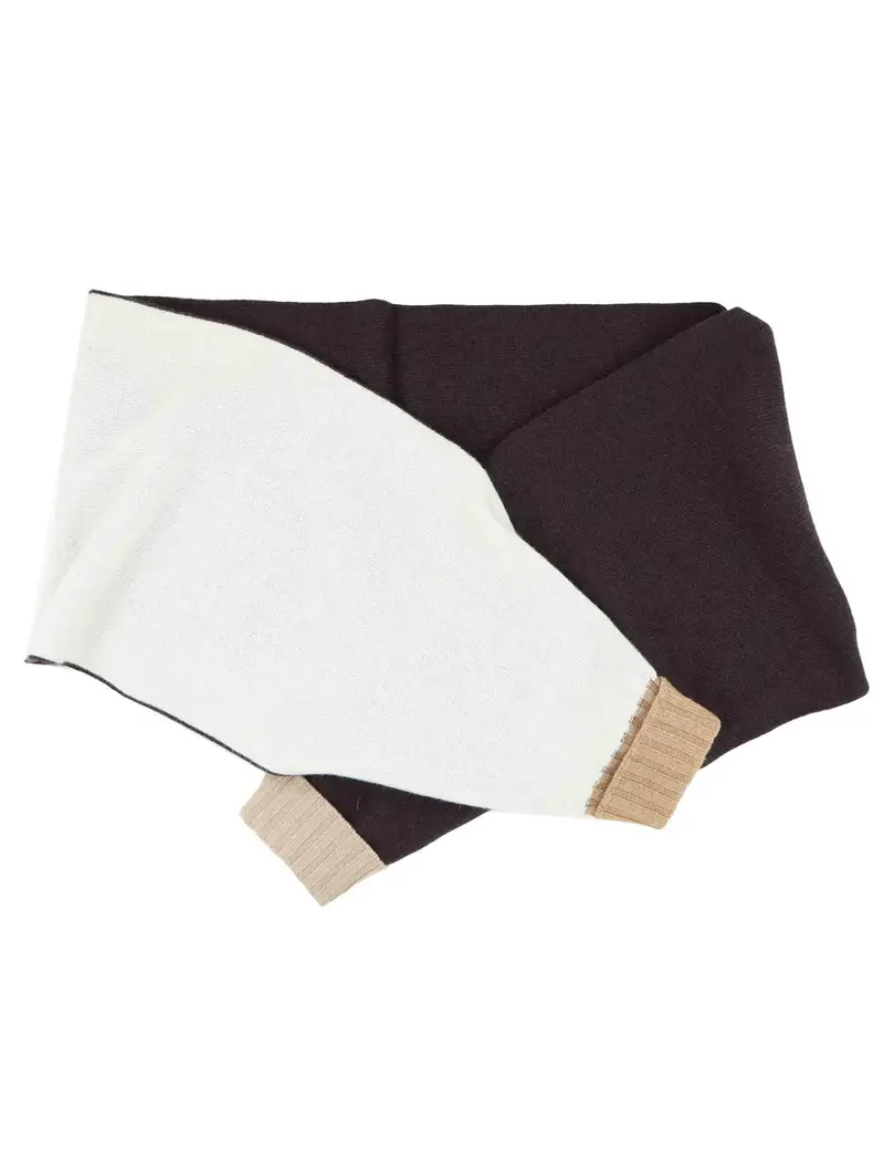 BARBIERI 1945 Sciarpe in lana bianca e marrone con polsini Donna EE794 12046 1