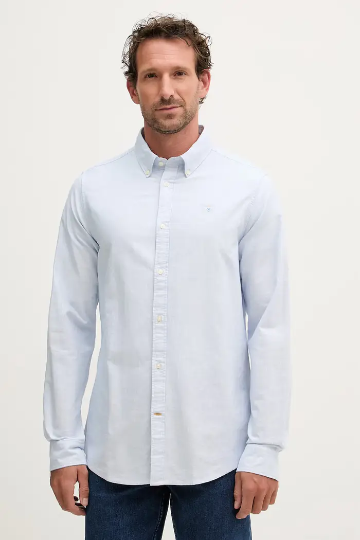 Barbour camicia da uomo in cotone Striped Oxtown Tailored Shirt Blu