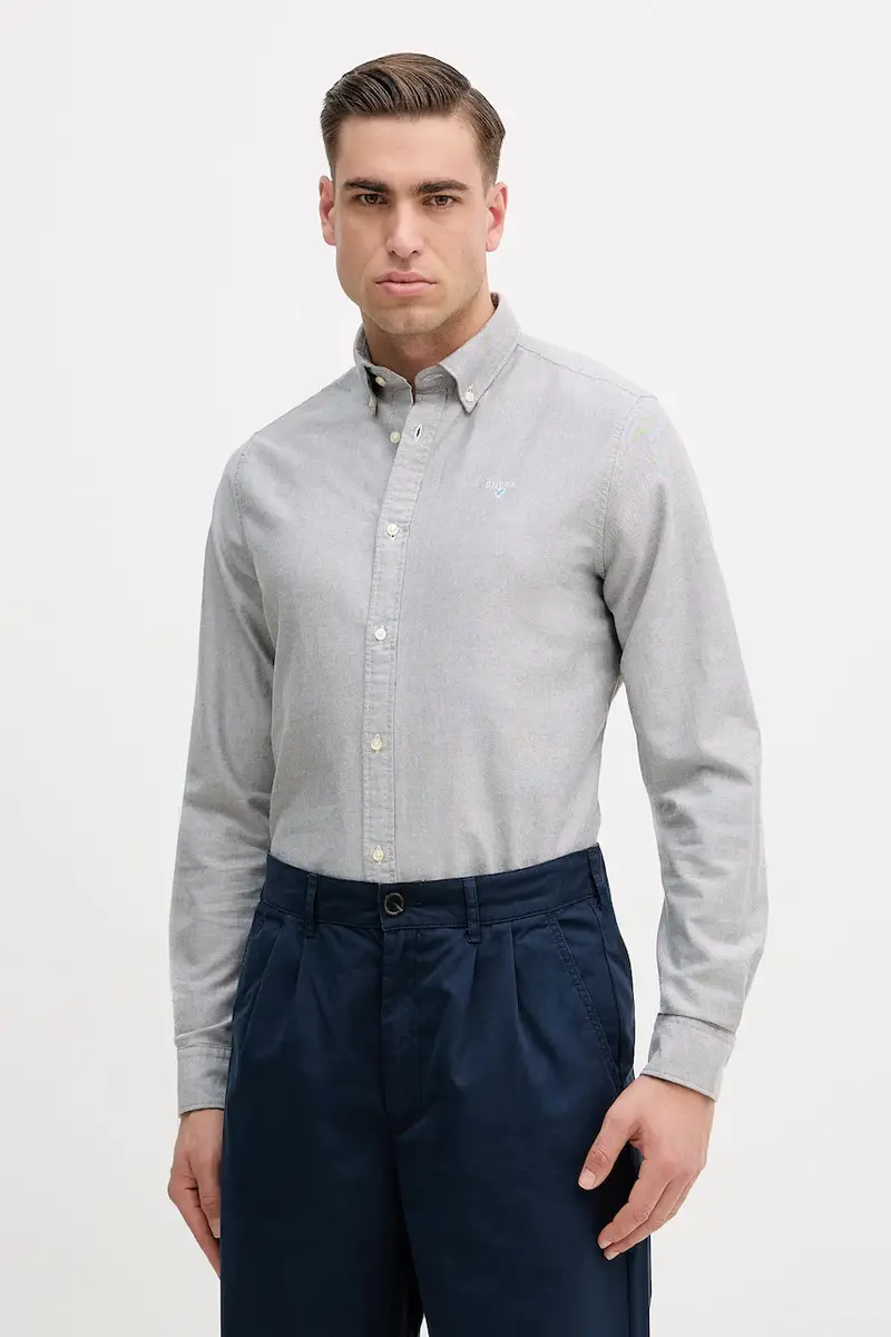 Barbour camicia in cotone Oxtown uomo colore blu navy Grigio