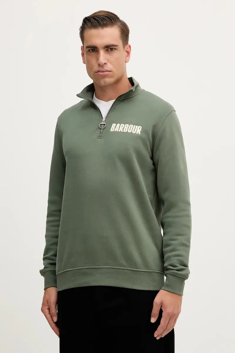 Barbour felpa in cotone uomo colore verde con applicazione MOL0640