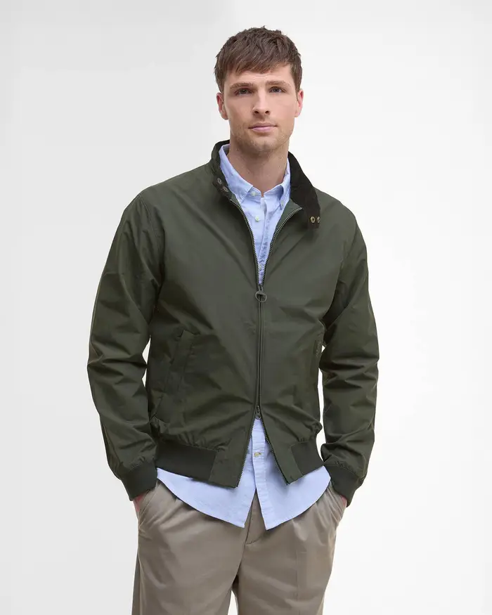 Barbour Giacca bomber Royston verde in tessuto impermeabile