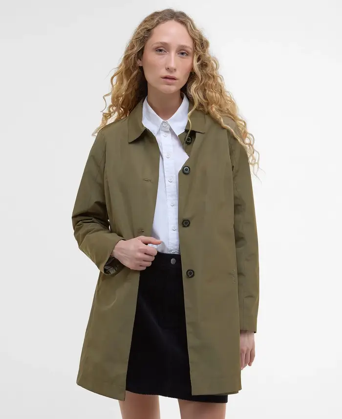 Impermabile Barbour Babbity verde reversibile in tartan regular-fit con colletto basso e chiusura a bottoni