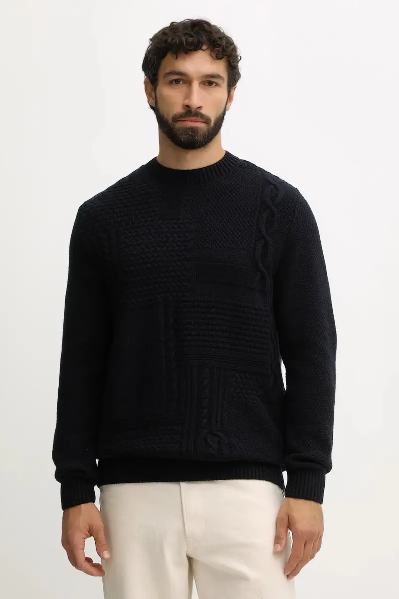 Barbour maglione in lana uomo colore beige MKN1605 Blu navy