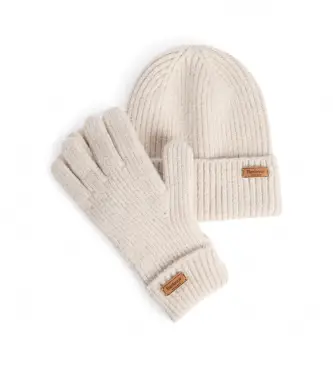 Barbour per donna LGS0108 Set regalo berretto e guanti Pendle (OSFA), Beige, Casual, Poliestere Pelle
