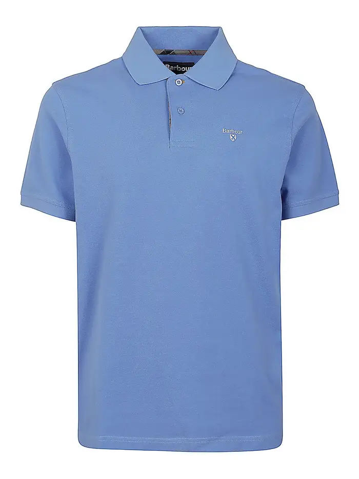 Barbour Polo in piqué tartan Blu
