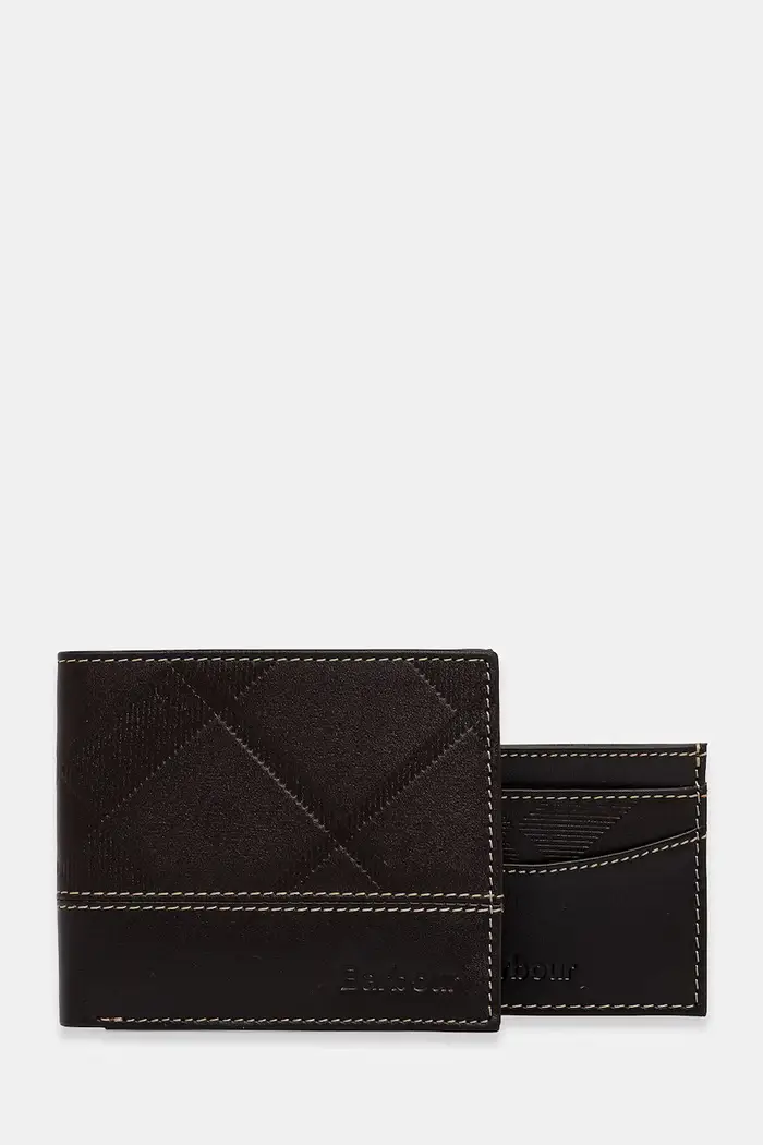 Barbour set portafogli e custodia per carte da uomo in pelle Tyneside Marrone