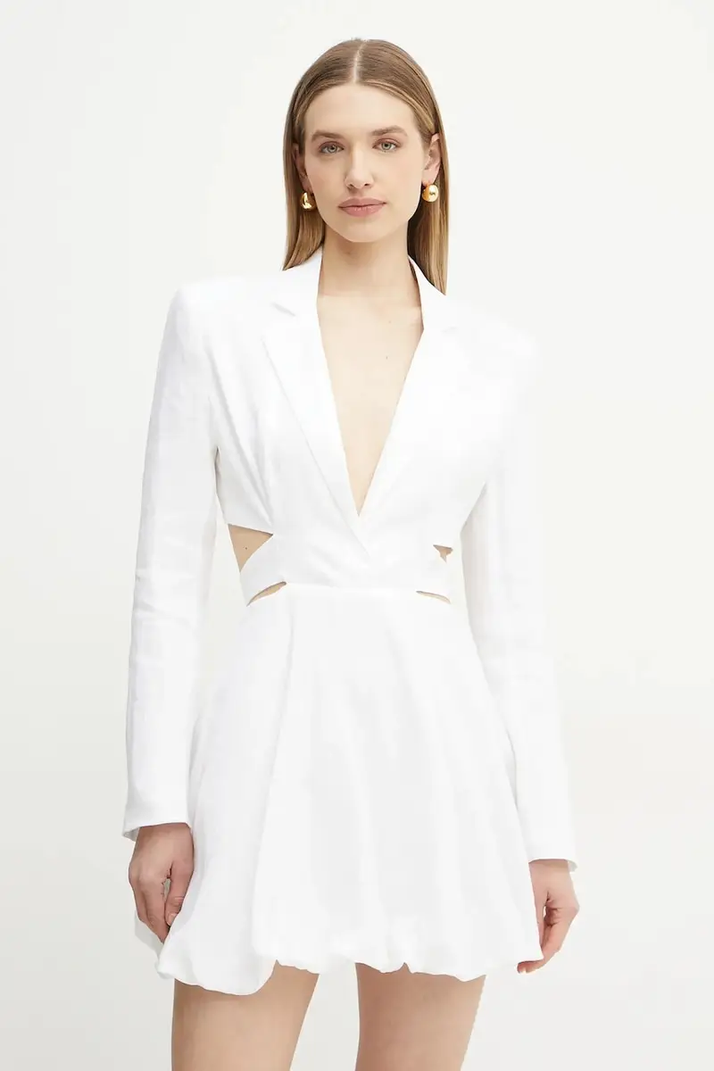 bardot vestito di lino colore bianco 59860DB