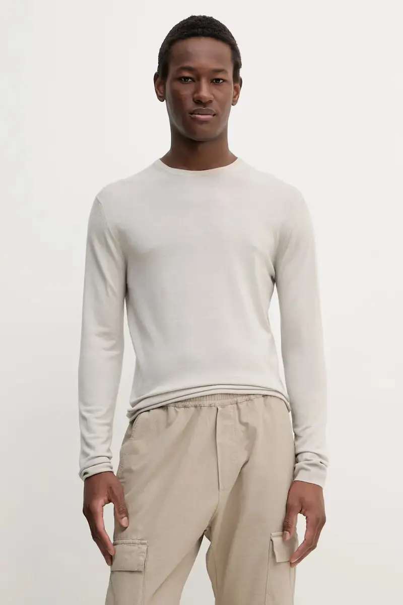 BARENA VENEZIA maglione in lana Camicia Mola uomo colore grigio KNU5111.429