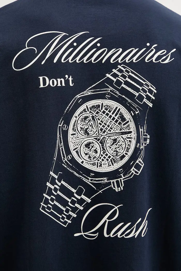 T-shirt da uomo in cotone Blu navy miniatura 4