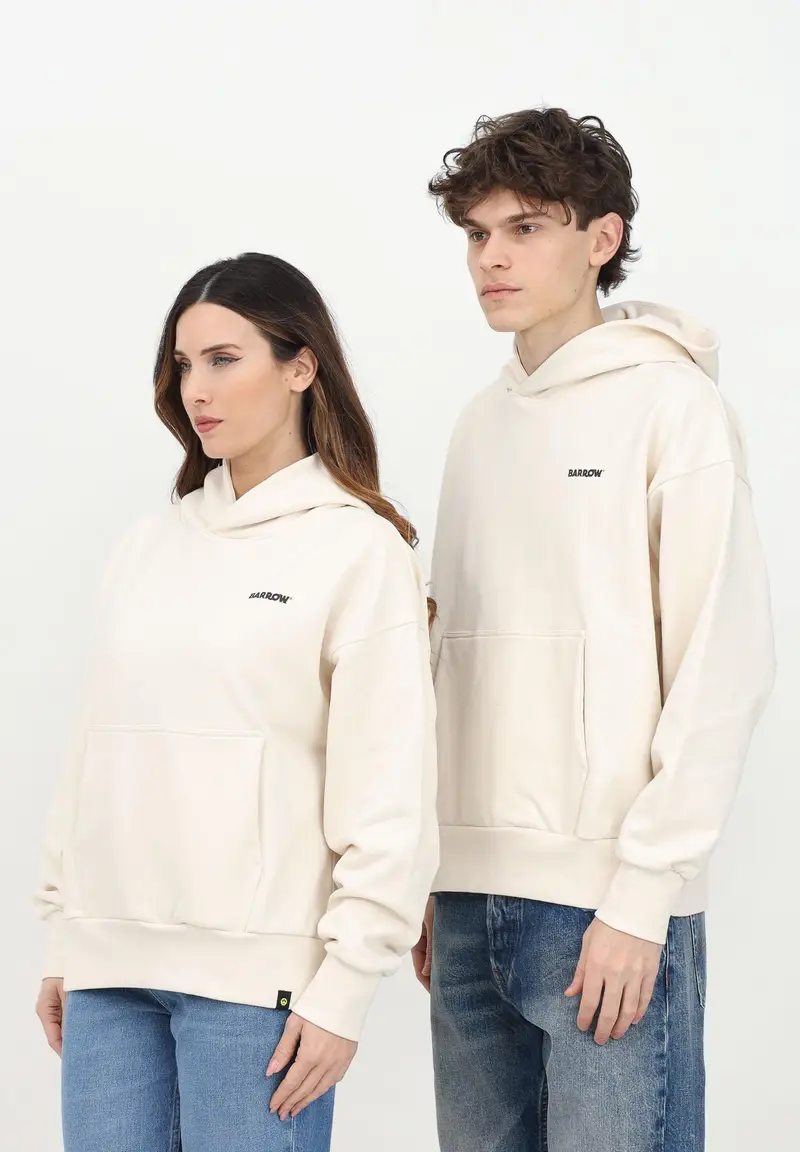 BARROW Felpa con cappuccio vaniglia per uomo e donna rifinita da logo e smile