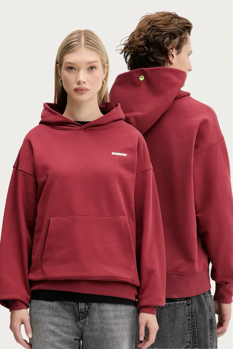 Barrow felpa in cotone colore granata con cappuccio F5BWUAHS068