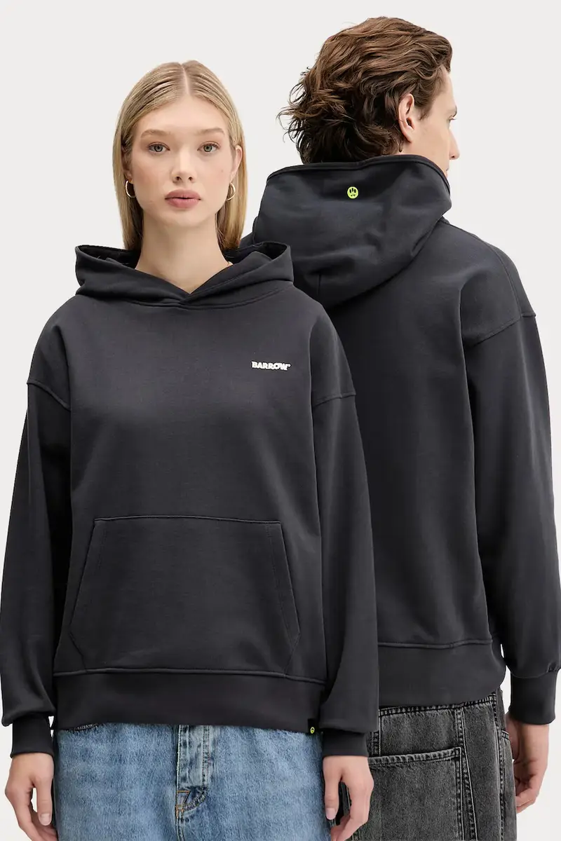 Barrow felpa in cotone colore grigio con cappuccio F5BWUAHS068