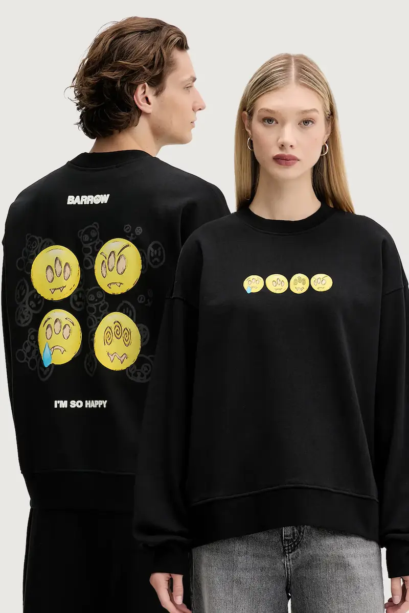 Barrow felpa in cotone colore nero F5BWUASW083