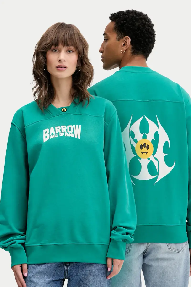 Barrow felpa in cotone colore verde con cappuccio F5BWUASW042