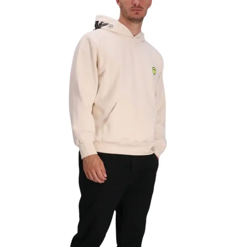 Barrow felpa unisex in cotone con maxi logo lettering sul cappuccio bianca