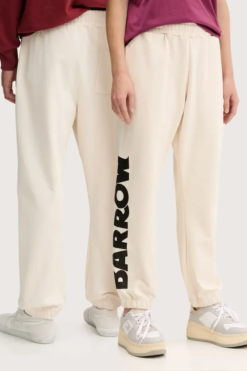 Barrow pantaloni tuta di cotone colore beige F5BWUAFP060