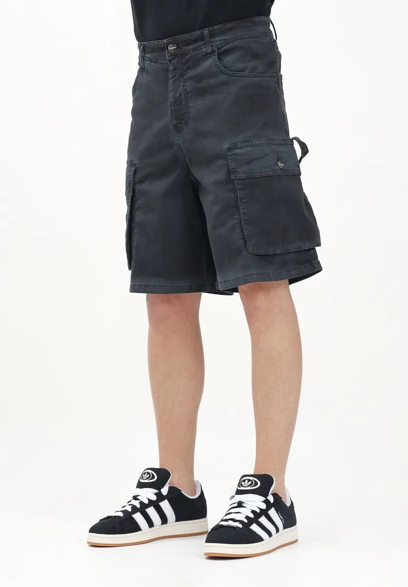BARROW Shorts cargo in denim nero da uomo