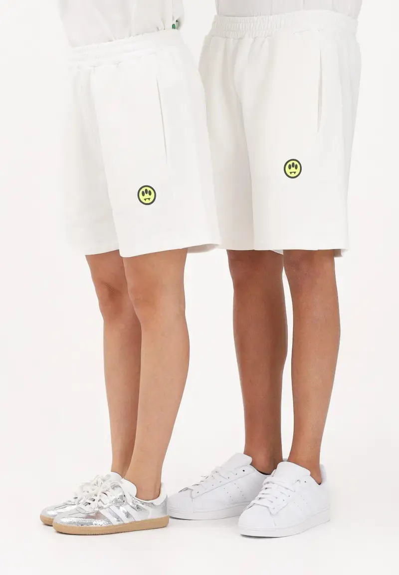 BARROW Shorts sportivo bianco per uomo e donna con stampa logo