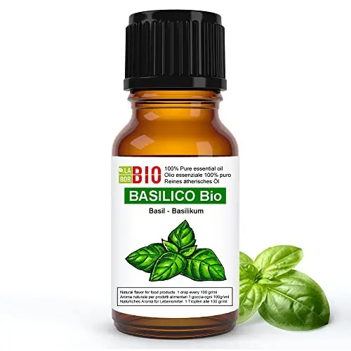 Laborbio Basilico Bio Olio essenziale 100% Puro 10 ml - Uso interno Terapeutico Alimentare Diffusori Aromaterapia Cosmetica