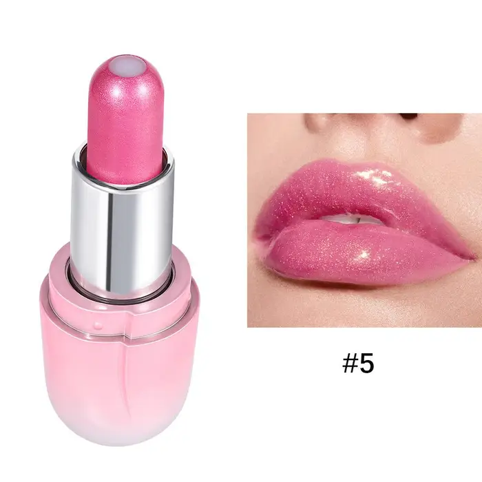 Rossetto Sandwich Rossetto Glitterato Impermeabile Perlescente Lunga Durata Rossetto Shimmer Perlescente Lucido Metallizzato Rosa Lucido Labbra Smalto Labbra 5#