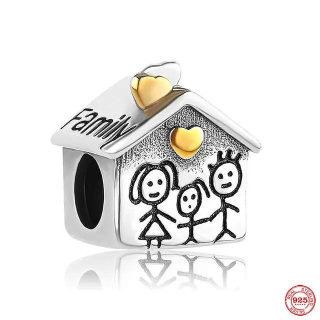 BEAUTY-JEWELS Europa 925 Sterling Silver Family Charm Fit Bracciale originale Gioielli Ciondolo Ragazzo Ragazza Scintillante Mamma Perlina