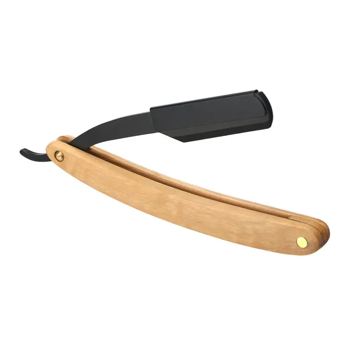 1PC Rasoio Manuale Tradizionale Professionale Bordo Dritto in Acciaio Inossidabile Affilato Rasoio da Barbiere Pieghevole cachi