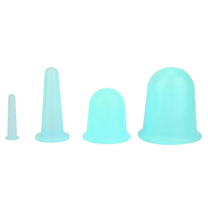 4 pezzi massaggiatore viso vuoto coppettazione terapia di trattamento rassodante lifting viso (verde) verde